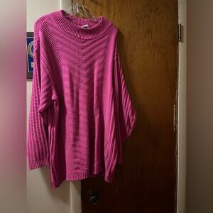 Adolfo Pink Cowl Neck Sweater with Ribbed Texture